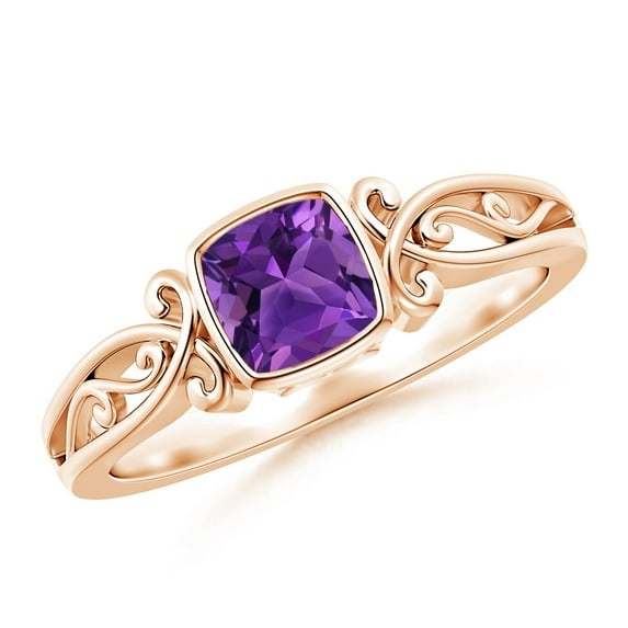 ANGARA Natural 0.6 Ct. Amethyst Solitaire Ring in 14K Rose Gold for Women (Ring Size: 7)