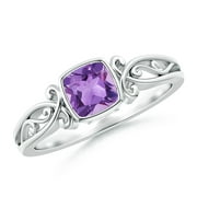 ANGARA Natural 0.6 Ct. Amethyst Solitaire Ring in 14K Yellow Gold for Women (Ring Size: 5.5)