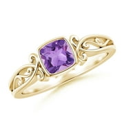ANGARA Natural 0.6 Ct. Amethyst Solitaire Ring in 14K White Gold for Women (Ring Size: 7)