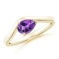 thumbnail image 1 of ANGARA Natural East-West Pear Amethyst Wave Shank Solitaire Ring in 14K Yellow Gold for Women (Size-7x5mm) | February Birthstone, Birthday, Anniversary, Jewelry Gift for Women | Natural Amethyst Ring, 1 of 10
