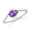 thumbnail image 1 of ANGARA Natural Pear Amethyst Wave Shank Solitaire Ring in 925 Sterling Silver for Women (Size-7x5mm) | February Birthstone, Birthday, Anniversary, Jewelry Gift for Women | Natural Amethyst Ring, 1 of 10
