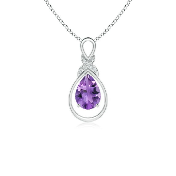 ANGARA Natural Amethyst Infinity Pendant with Diamond 'X' Motif in 925 Sterling Silver for Women (Size-7x5mm) | February Birthstone, Anniversary, Jewelry Gift for Women | Natural Amethyst Necklace