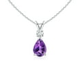 thumbnail image 1 of ANGARA Natural Amethyst Teardrop Pendant with Diamond in 925 Sterling Silver for Women (Size-7x5mm) | February Birthstone, Birthday, Anniversary, Jewelry Gift for Women | Natural Amethyst Necklace, 1 of 11