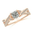 thumbnail image 1 of ANGARA Natural Diamond Solitaire Crossover Engagement Ring in 14K Rose Gold for Women (Size-4.8mm| Color-K| Clarity-I3) | April Birthstone, Anniversary, Jewelry Gift for Women | Natural Diamond Ring, 1 of 7