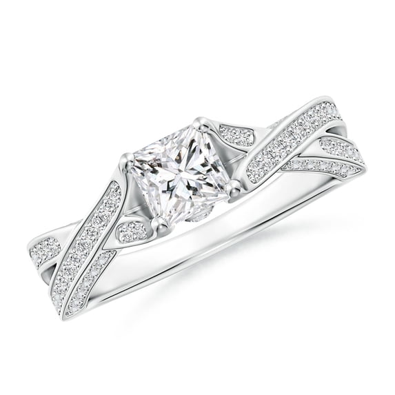 ANGARA Natural 0.6 Ct. Diamond Classic Engagement Ring in 14K White Gold for Women (Ring Size: 3)