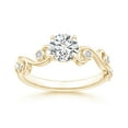 thumbnail image 1 of ANGARA Natural Claw Set Diamond Ivy Scroll Ring in 14K Yellow Gold for Women (Size-5.4mm| Color-H| Clarity-SI2) | April Birthstone, Anniversary, Jewelry Gift for Women | Natural Diamond Ring, 1 of 8