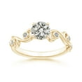 thumbnail image 1 of ANGARA Natural Claw Set Diamond Ivy Scroll Ring in 14K Yellow Gold for Women (Size-5.4mm| Color-K| Clarity-I3) | April Birthstone, Birthday, Anniversary, Jewelry Gift for Women | Natural Diamond Ring, 1 of 9