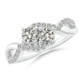 thumbnail image 1 of ANGARA Natural Two Stone Diamond Split Shank Bypass Ring in 14K White Gold for Women (Size-4.2mm| Color-K| Clarity-I3) | April Birthstone, Anniversary, Jewelry Gift for Women | Natural Diamond Ring, 1 of 7