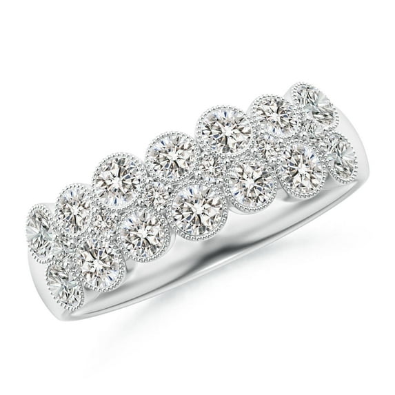 ANGARA Natural Diamond Two-Layer Cobblestone Ring in 14K White Gold for Women (Size-2.8mm| Color-I-J| Clarity-I1-I2) | April Birthstone, Anniversary, Jewelry Gift for Women | Natural Diamond Ring