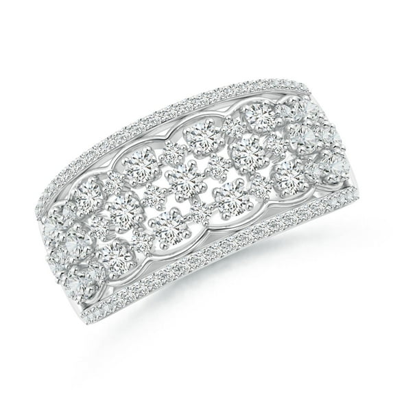 ANGARA Natural Edwardian Style Diamond Lace Pattern Broad Anniversary Ring in 14K White Gold for Women (Size-1.95mm| Color-H| Clarity-SI2) | Anniversary, Jewelry Gift for Women | Natural Diamond Ring