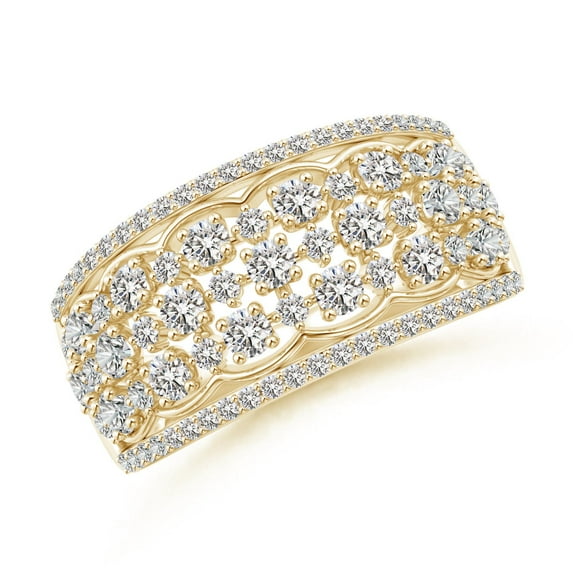 ANGARA Natural Lace Pattern Broad Anniversary Ring in 14K Yellow Gold for Women (Size-1.95mm| Color-I-J| Clarity-I1-I2) | Anniversary, Jewelry Gift for Women | Natural Diamond Ring