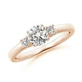 thumbnail image 1 of ANGARA Natural Diamond Three Stone Engagement Ring in 14K Rose Gold for Women (Size-5.5mm| Color-I-J| Clarity-I1-I2) | April Birthstone, Anniversary, Jewelry Gift for Women | Natural Diamond Ring, 1 of 10