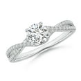thumbnail image 1 of ANGARA Natural Twist Shank Diamond Engagement Ring in 14K White Gold for Women (Size-5.5mm| Color-H| Clarity-SI2) | April Birthstone, Anniversary, Jewelry Gift for Women | Natural Diamond Ring, 1 of 9