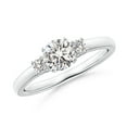 thumbnail image 1 of ANGARA Natural Diamond Three Stone Engagement Ring in 14K White Gold for Women (Size-5.5mm| Color-I-J| Clarity-I1-I2) | April Birthstone, Anniversary, Jewelry Gift for Women | Natural Diamond Ring, 1 of 10