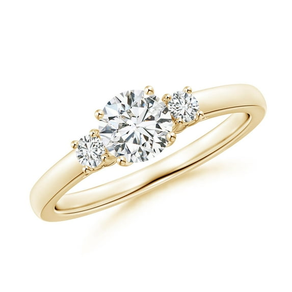 ANGARA Natural Diamond Three Stone Engagement Ring in 14K Yellow Gold for Women (Size-5.5mm| Color-H| Clarity-SI2) | April Birthstone, Anniversary, Jewelry Gift for Women | Natural Diamond Ring