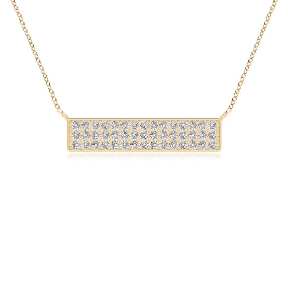 ANGARA Natural Diamond Horizontal Bar Pendant in 14K Yellow Gold for Women (Size-1.5mm| Color-I-J| Clarity-I1-I2) | April Birthstone, Anniversary, Jewelry Gift for Women | Natural Diamond Necklace