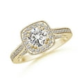 thumbnail image 1 of ANGARA Natural Diamond Cushion Halo Ring in 14K Yellow Gold for Women (Size-5.5mm| Color-I-J| Clarity-I1-I2) | April Birthstone, Anniversary, Jewelry Gift for Women | Natural Diamond Ring, 1 of 9