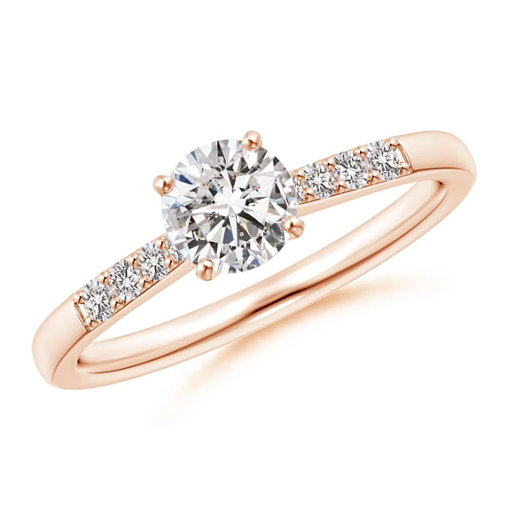 ANGARA Natural Solitaire Diamond Engagement Ring in 14K Rose Gold for Women (Size-5.6mm| Color-I-J| Clarity-I1-I2) | April Birthstone, Anniversary, Jewelry Gift for Women | Natural Diamond Ring