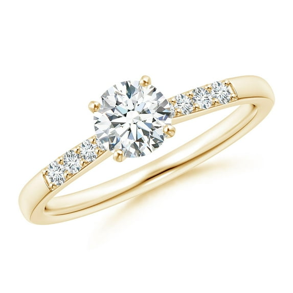 ANGARA Natural 0.65 Ct. Diamond Classic Engagement Ring in 14K Yellow Gold for Women (Ring Size: 12)