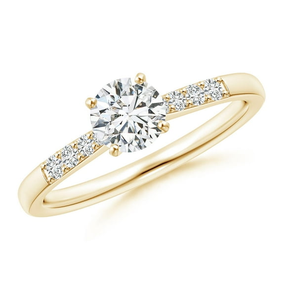 ANGARA Natural Diamond Tapered Shank Engagement Ring in 14K Yellow Gold for Women (Size-5.6mm| Color-H| Clarity-SI2) | April Birthstone, Anniversary, Jewelry Gift for Women | Natural Diamond Ring