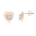 thumbnail image 1 of ANGARA Natural Solitaire Diamond Heart Stud Earrings in 14K Rose Gold for Women (Size-4.4mm| Color-H| Clarity-SI2) | April Birthstone, Anniversary, Jewelry Gift for Women | Natural Diamond Earrings, 1 of 7