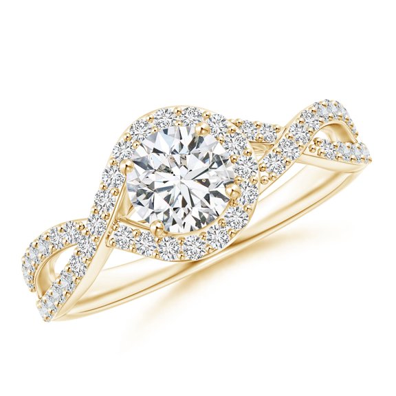 ANGARA Natural Criss Cross Infinity Halo Diamond Ring in 14K Yellow Gold for Women (Size-5.6mm| Color-H| Clarity-SI2) | April Birthstone, Anniversary, Jewelry Gift for Women | Natural Diamond Ring