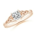 thumbnail image 1 of ANGARA Natural Princess-Cut Diamond Celtic Knot Ring in 14K Rose Gold for Women (Size-4.9mm| Color-I-J| Clarity-I1-I2) | April Birthstone, Anniversary, Jewelry Gift for Women | Natural Diamond Ring, 1 of 9