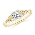 thumbnail image 1 of ANGARA Natural Princess-Cut Diamond Celtic Knot Ring in 14K Yellow Gold for Women (Size-4.9mm| Color-I-J| Clarity-I1-I2) | April Birthstone, Anniversary, Jewelry Gift for Women | Natural Diamond Ring, 1 of 8