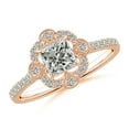thumbnail image 1 of ANGARA Natural Princess-Cut Diamond Ring with Ornate in 14K Rose Gold for Women (Size-4.9mm| Color-K| Clarity-I3) | April Birthstone, Anniversary, Jewelry Gift for Women | Natural Diamond Ring, 1 of 8