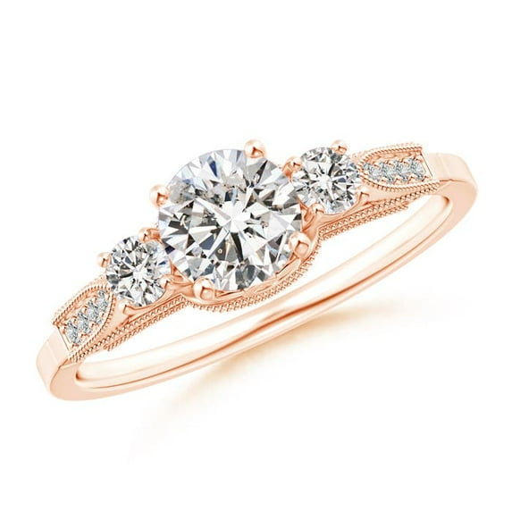 ANGARA Natural 0.65 Ct. Diamond Vintage Inspired Engagement Ring in 14K Rose Gold for Women (Ring Size: 11.5)