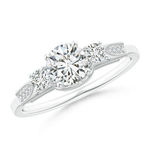 ANGARA Natural 0.65 Ct. Diamond Vintage Inspired Engagement Ring in 14K White Gold for Women (Ring Size: 11.5)