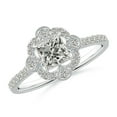 thumbnail image 1 of ANGARA Natural Princess-Cut Diamond Ring with Ornate in 14K White Gold for Women (Size-4.9mm| Color-K| Clarity-I3) | April Birthstone, Anniversary, Jewelry Gift for Women | Natural Diamond Ring, 1 of 8