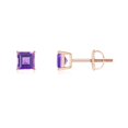 thumbnail image 1 of ANGARA Natural Classic Basket-Set Square Amethyst Stud Earrings in 14K Rose Gold for Women (Size-4mm) | February Birthstone, Birthday, Anniversary, Jewelry Gift for Women | Natural Amethyst Earrings, 1 of 7