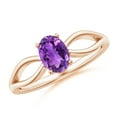 thumbnail image 1 of ANGARA Natural 0.7 Ct. Amethyst Solitaire Ring in 14K Rose Gold for Women (Ring Size: 5.5), 1 of 10