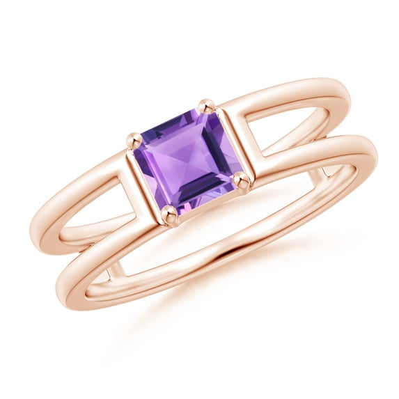 ANGARA Natural 0.7 Ct. Amethyst Solitaire Stackable Ring in 14K Rose Gold for Women (Ring Size: 3)