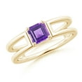 thumbnail image 1 of ANGARA Natural Parallel Split Shank Square Emerald-Cut Amethyst Ring in 14K Yellow Gold for Women (Size-5mm) | February Birthstone, Anniversary, Jewelry Gift for Women | Natural Amethyst Ring, 1 of 8