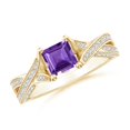 thumbnail image 1 of ANGARA Natural 0.7 Ct. Amethyst with Diamond Classic Engagement Ring in 14K Yellow Gold for Women (Ring Size: 7), 1 of 8