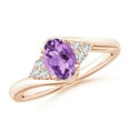 thumbnail image 1 of ANGARA Natural 0.7 Ct. Amethyst with Diamond Classic Ring in 14K Rose Gold for Women (Ring Size: 11.5), 1 of 9