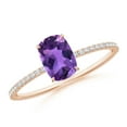thumbnail image 1 of ANGARA Natural 0.7 Ct. Amethyst with Diamond Classic Ring in 14K Rose Gold for Women (Ring Size: 11), 1 of 8