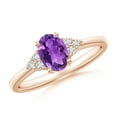 thumbnail image 1 of ANGARA Natural 0.7 Ct. Amethyst with Diamond Classic Ring in 14K Rose Gold for Women (Ring Size: 6), 1 of 9