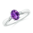 thumbnail image 1 of ANGARA Natural 0.7 Ct. Amethyst with Diamond Classic Ring in 14K White Gold for Women (Ring Size: 3), 1 of 9