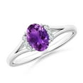 thumbnail image 1 of ANGARA Natural 0.7 Ct. Amethyst with Diamond Classic Ring in 14K White Gold for Women (Ring Size: 3), 1 of 10