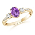 thumbnail image 1 of ANGARA Natural 0.7 Ct. Amethyst with Diamond Classic Ring in 14K Yellow Gold for Women (Ring Size: 3), 1 of 9