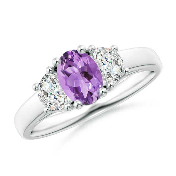 ANGARA Natural 0.7 Ct. Amethyst with Diamond Classic Ring in Sterling Silver for Women (Ring Size: 12)