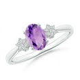 thumbnail image 1 of ANGARA Natural 0.7 Ct. Amethyst with Diamond Classic Ring in Sterling Silver for Women (Ring Size: 3.5), 1 of 8