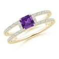 thumbnail image 1 of ANGARA Natural Square Emerald-Cut Amethyst Parallel Split Shank Ring in 14K Yellow Gold for Women (Size-5mm) | February Birthstone, Anniversary, Jewelry Gift for Women | Natural Amethyst Ring, 1 of 8