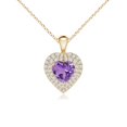 thumbnail image 1 of ANGARA Natural Amethyst Heart Pendant with Diamond Double Halo in 14K Yellow Gold for Women (Size-6mm) | February Birthstone, Birthday, Anniversary, Jewelry Gift for Women | Natural Amethyst Necklace, 1 of 8