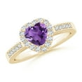 thumbnail image 1 of ANGARA Natural Heart-Shaped Amethyst Halo Ring with Diamond Accents in 14K Yellow Gold for Women (Size-6mm) | February Birthstone, Anniversary, Jewelry Gift for Women | Natural Amethyst Ring, 1 of 10