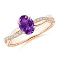 thumbnail image 1 of ANGARA Natural 0.7 Ct. Amethyst with Diamond Infinity Ring in 14K Rose Gold for Women (Ring Size: 11.5), 1 of 10