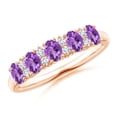 thumbnail image 1 of ANGARA Natural 0.7 Ct. Amethyst with Diamond Non Eternity Wedding Ring in 14K Rose Gold for Women (Ring Size: 8), 1 of 8